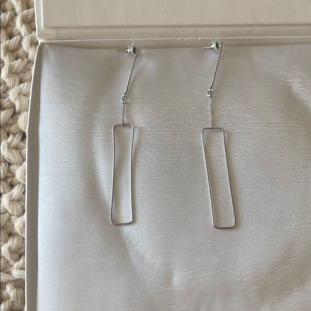 Silver Geometric Drop Earrings